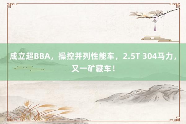成立超BBA，操控并列性能车，2.5T 304马力，又一矿藏车！