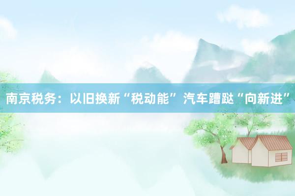 南京税务：以旧换新“税动能” 汽车蹧跶“向新进”