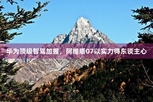 华为顶级智驾加握，阿维塔07以实力得东谈主心