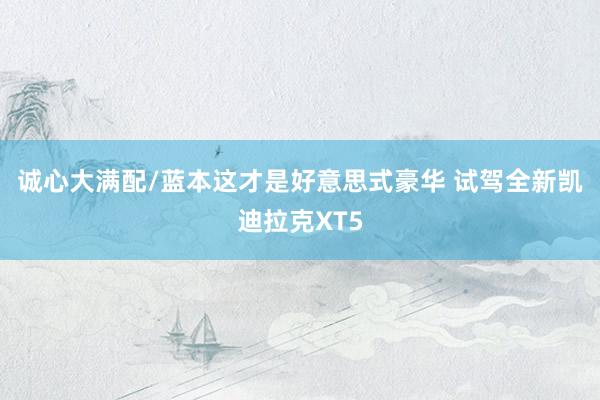 诚心大满配/蓝本这才是好意思式豪华 试驾全新凯迪拉克XT5